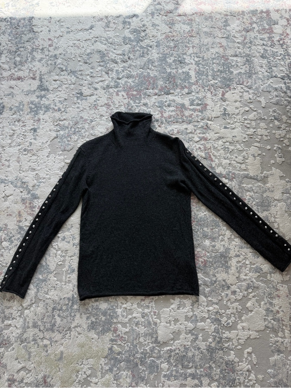 Zadig & Voltaire Black Turtleneck Sweater with Sleeve Stud Trim